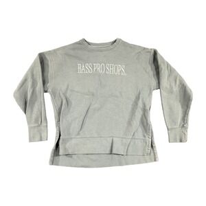Bass Pro Shops Womens Small Sage Green Embroidered Pullover Sweatshirt Slits